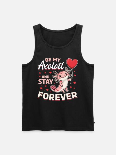 Cute Axolotl Valentine's Day - Men's Premium Organic Tank Top - black