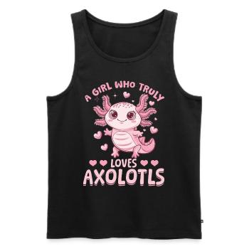 Mignon Axolotl Une fille qui aime vraiment les axolotls - Débardeur bio Premium Homme - noir - Devant - Michal (187cm)