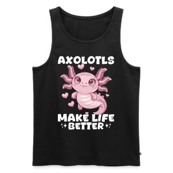 Cute Axolotl Axolotls Make Life Better - Men's Premium Organic Tank Top - black - Front - Michal (187cm)