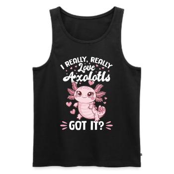 Axolotl J’adore vraiment, vraiment les axolotls, compris ? - Débardeur bio Premium Homme - noir - Devant - AI Model Male 178 light (178cm)