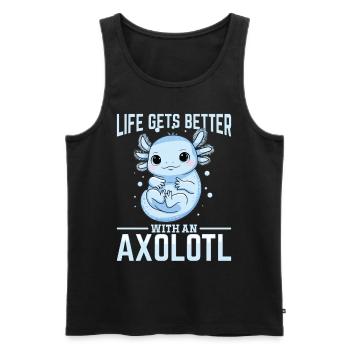 Cute Axolotl Life Gets Better with an Axolotl - Men's Premium Organic Tank Top - black - Front - Michal (187cm)