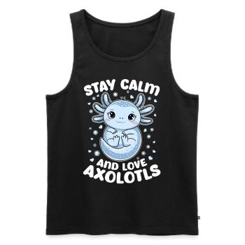 Cute Axolotl Stay Calm and Love Axolotls - Men's Premium Organic Tank Top - black - Front - Michal (187cm)