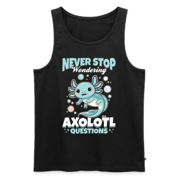 Axolotl N’arrêtez jamais de vous poser des questions sur Axolotl - Débardeur bio Premium Homme - noir - Devant - Michal (187cm)