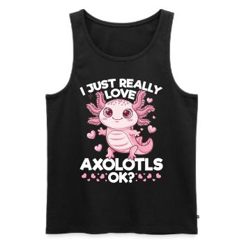 Axolotl mignon J’aime vraiment les axolotls D’accord ? - Débardeur bio Premium Homme - noir - Devant - Michal (187cm)