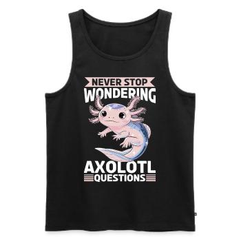 Axolotl N’arrêtez jamais de vous poser des questions sur Axolotl - Débardeur bio Premium Homme - noir - Devant - Michal (187cm)