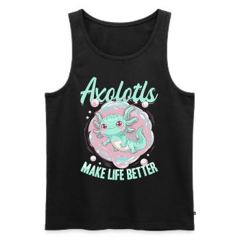 Cute Axolotl Axolotls Make Life Better - Men's Premium Organic Tank Top - black - Front - Michal (187cm)