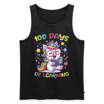 Cute Unicorn Rainbow 100 Days of School - Männer Premium Bio Tank Top - Schwarz - Vorne - Michal (187cm)