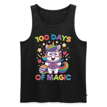 Cute Unicorn Rainbow 100 Days of School - Männer Premium Bio Tank Top - Schwarz - Vorne - Michal (187cm)