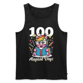 Cute Unicorn Rainbow 100 Days of School - Männer Premium Bio Tank Top - Schwarz - Vorne - Michal (187cm)