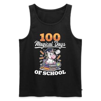Cute Unicorn Rainbow 100 Days of School - Männer Premium Bio Tank Top - Schwarz - Vorne - Michal (187cm)