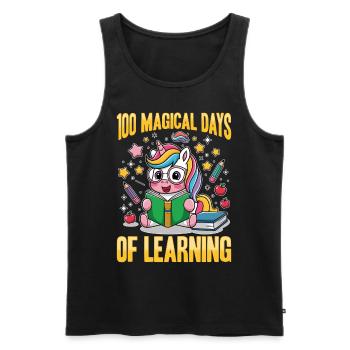 Cute Unicorn Rainbow 100 Days of School - Männer Premium Bio Tank Top - Schwarz - Vorne - Michal (187cm)