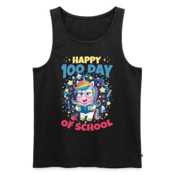 Cute Unicorn Rainbow 100 Days of School - Männer Premium Bio Tank Top - Schwarz - Vorne - Michal (187cm)