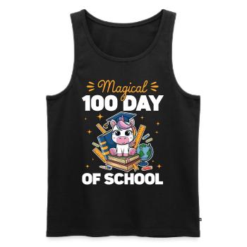 Cute Unicorn Rainbow 100 Days of School - Männer Premium Bio Tank Top - Schwarz - Vorne - Michal (187cm)