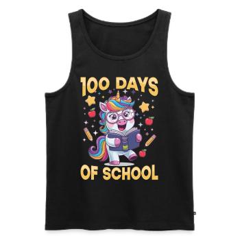 Cute Unicorn Rainbow 100 Days of School - Männer Premium Bio Tank Top - Schwarz - Vorne - Michal (187cm)