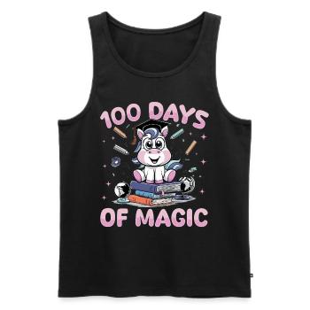 Cute Unicorn Rainbow 100 Days of School - Männer Premium Bio Tank Top - Schwarz - Vorne - Michal (187cm)