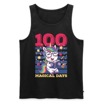 Cute Unicorn Rainbow 100 Days of School - Männer Premium Bio Tank Top - Schwarz - Vorne - Michal (187cm)