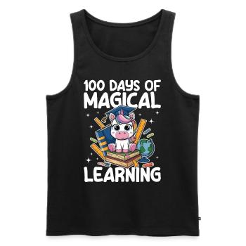 Cute Unicorn Rainbow 100 Days of School - Männer Premium Bio Tank Top - Schwarz - Vorne - Michal (187cm)