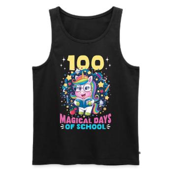 Cute Unicorn Rainbow 100 Days of School - Männer Premium Bio Tank Top - Schwarz - Vorne - Michal (187cm)