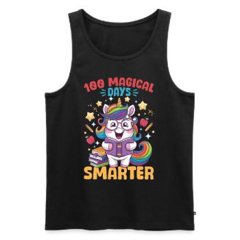 Cute Unicorn Rainbow 100 Days of School - Männer Premium Bio Tank Top - Schwarz - Vorne - Michal (187cm)