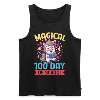Cute Unicorn Rainbow 100 Days of School - Männer Premium Bio Tank Top - Schwarz - Vorne - Michal (187cm)