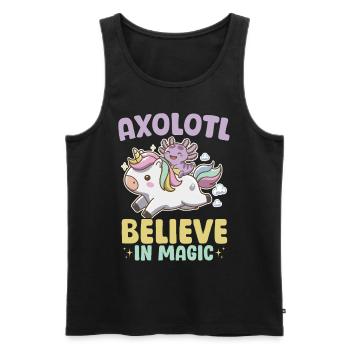 Mignon Axolotl Licorne Axolotl Croire en la magie - Débardeur bio Premium Homme - noir - Devant - Michal (187cm)