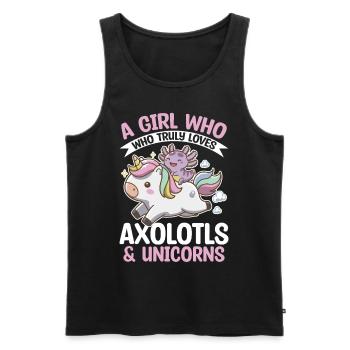 Cute Axolotl Unicorn A Girl Who Truly Loves - Männer Premium Bio Tank Top - Schwarz - Vorne - Michal (187cm)
