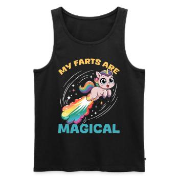 Mignons arcs-en-ciel de licorne qui pètent - Débardeur bio Premium Homme - noir - Devant - AI Model Male 178 light (178cm)