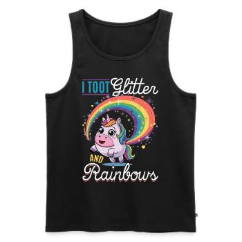 Mignons arcs-en-ciel de licorne qui pètent - Débardeur bio Premium Homme - noir - Devant - AI Model Male 178 light (178cm)