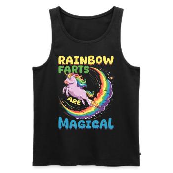 Mignons arcs-en-ciel de licorne qui pètent - Débardeur bio Premium Homme - noir - Devant - AI Model Male 178 light (178cm)