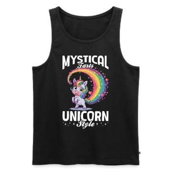 Mignons arcs-en-ciel de licorne qui pètent - Débardeur bio Premium Homme - noir - Devant - AI Model Male 178 light (178cm)