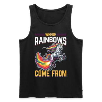 Mignons arcs-en-ciel de licorne qui pètent - Débardeur bio Premium Homme - noir - Devant - AI Model Male 178 light (178cm)