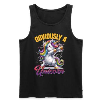 Cute Dabbing Unicorn Rainbows - Männer Premium Bio Tank Top - Schwarz - Vorne - Michal (187cm)