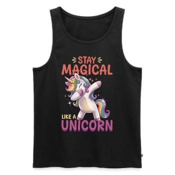 Cute Dabbing Unicorn Rainbows - Männer Premium Bio Tank Top - Schwarz - Vorne - Michal (187cm)
