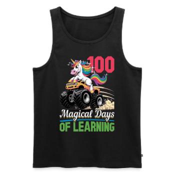 Monster Truck Unicorn 100 Days of School - Männer Premium Bio Tank Top - Schwarz - Vorne - Michal (187cm)