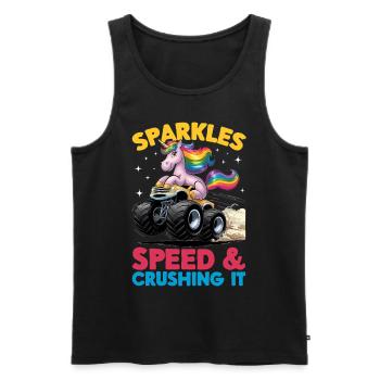 Cute Monster Truck Unicorn Rainbows - Männer Premium Bio Tank Top - Schwarz - Vorne - AI Model Male 178 light (178cm)