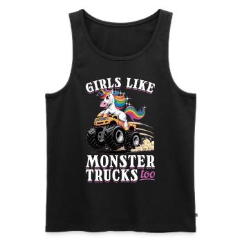 Cute Monster Truck Unicorn Rainbows - Männer Premium Bio Tank Top - Schwarz - Vorne - AI Model Male 178 light (178cm)