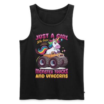 Cute Monster Truck Unicorn Rainbows - Männer Premium Bio Tank Top - Schwarz - Vorne - AI Model Male 178 light (178cm)