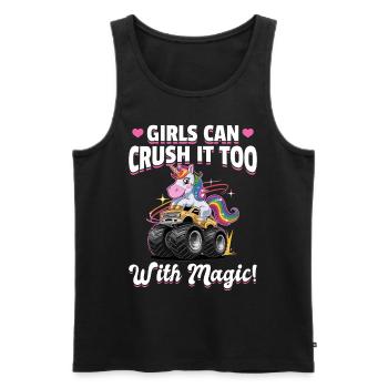 Cute Monster Truck Unicorn Rainbows - Männer Premium Bio Tank Top - Schwarz - Vorne - AI Model Male 178 light (178cm)
