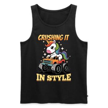 Cute Monster Truck Unicorn Rainbows - Männer Premium Bio Tank Top - Schwarz - Vorne - AI Model Male 178 light (178cm)