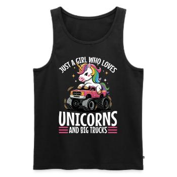 Cute Monster Truck Unicorn Rainbows - Männer Premium Bio Tank Top - Schwarz - Vorne - AI Model Male 178 light (178cm)