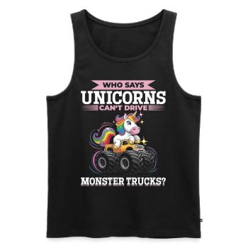 Cute Monster Truck Unicorn Rainbows - Männer Premium Bio Tank Top - Schwarz - Vorne - AI Model Male 178 light (178cm)