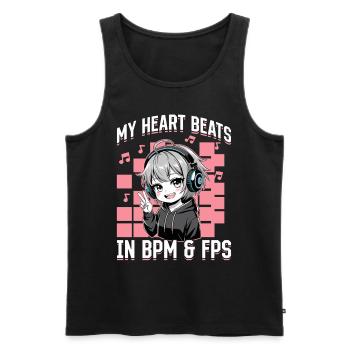 Anime & Music Kawaii - Men's Premium Organic Tank Top - black - Front - Michal (187cm)