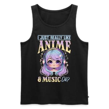 Anime et musique Kawaii - Débardeur bio Premium Homme - noir - Devant - AI Model Male 178 light (178cm)