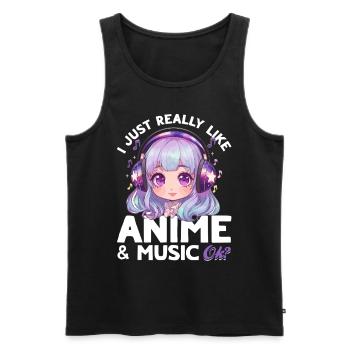 Anime et musique Kawaii - Débardeur bio Premium Homme - noir - Devant - AI Model Male 178 light (178cm)