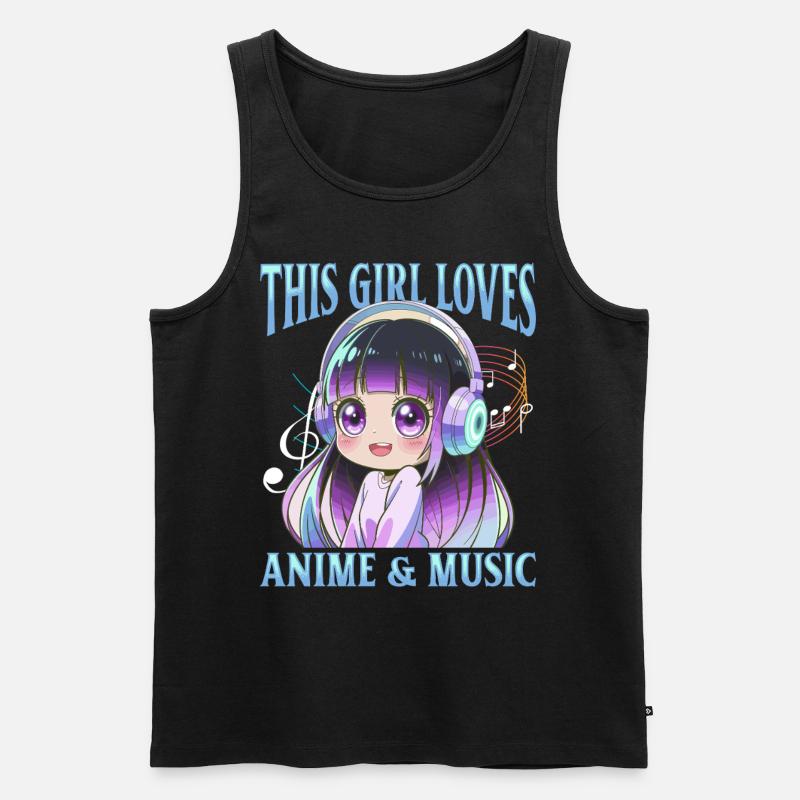 Anime & Music Kawaii - Männer Premium Bio Tank Top - Schwarz