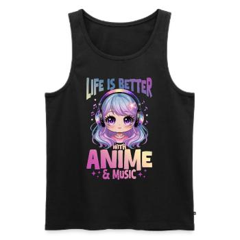 Anime & Music Kawaii - Men's Premium Organic Tank Top - black - Front - Michal (187cm)