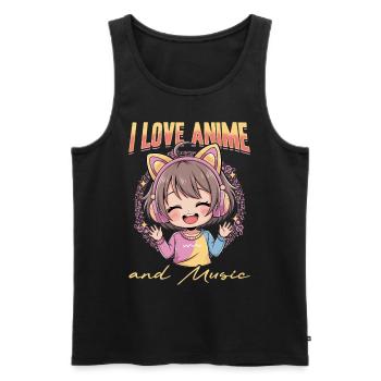 Anime & Music Kawaii - Men's Premium Organic Tank Top - black - Front - Michal (187cm)