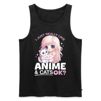 Anime & Chats Kawaii - Débardeur bio Premium Homme - noir - Devant - AI Model Male 178 light (178cm)