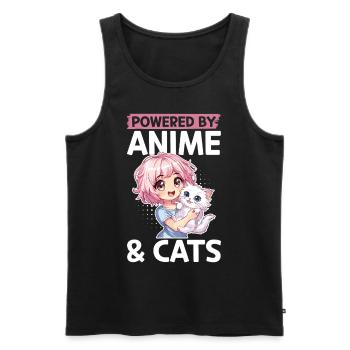Anime & Chats Kawaii - Débardeur bio Premium Homme - noir - Devant - AI Model Male 178 light (178cm)