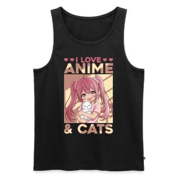 Anime & Chats Kawaii - Débardeur bio Premium Homme - noir - Devant - AI Model Male 178 light (178cm)